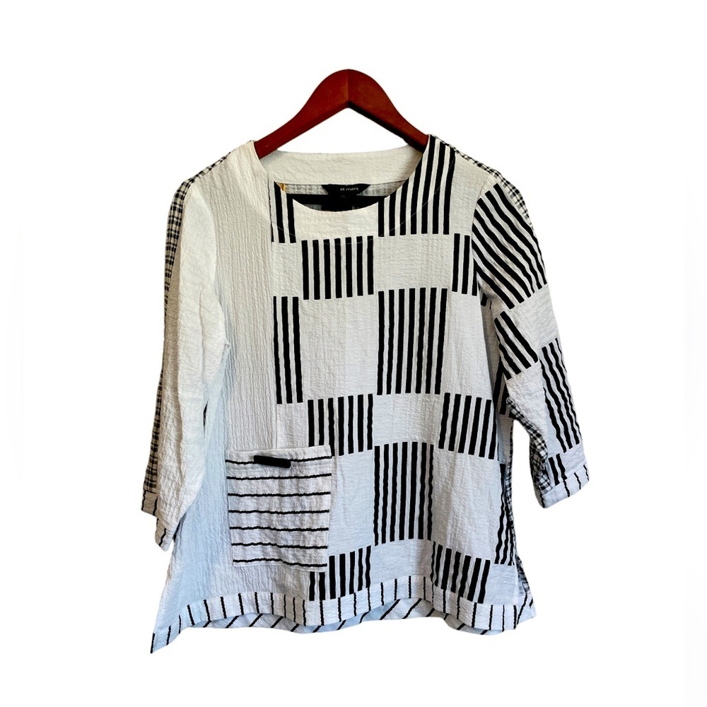 Ali Miles Moonlight Mixed Pattern Checked Top - image 2